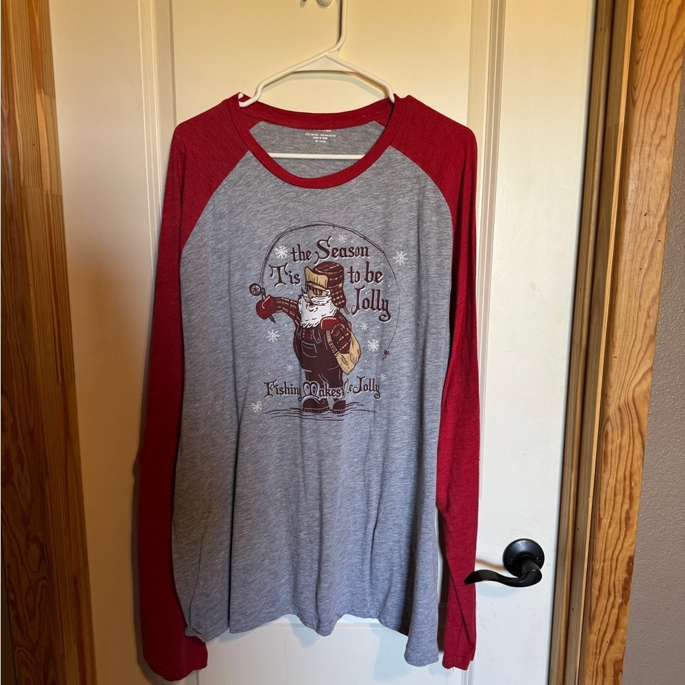Red and Gray Santa Long Sleeve Shirt Size‎ 2XL
